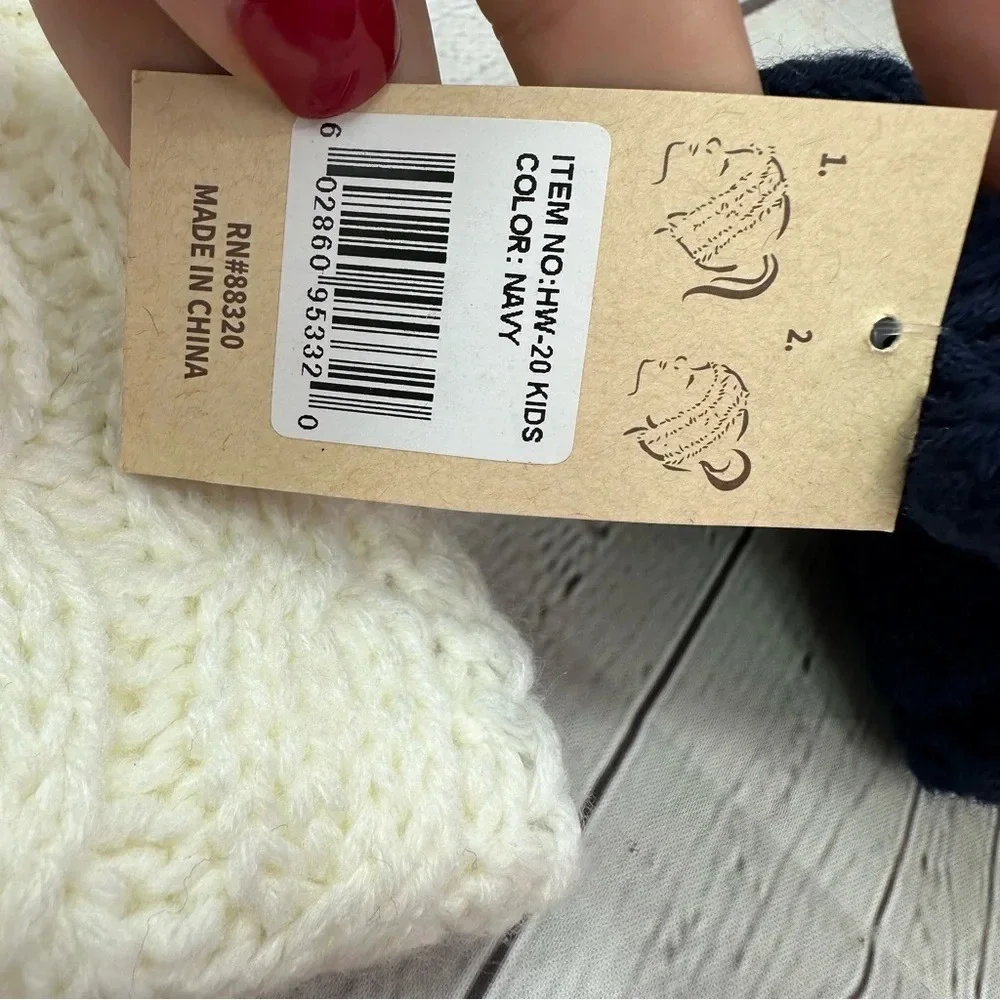 NWT boutique C.C. kids head warmers crochet headband ivory and navy